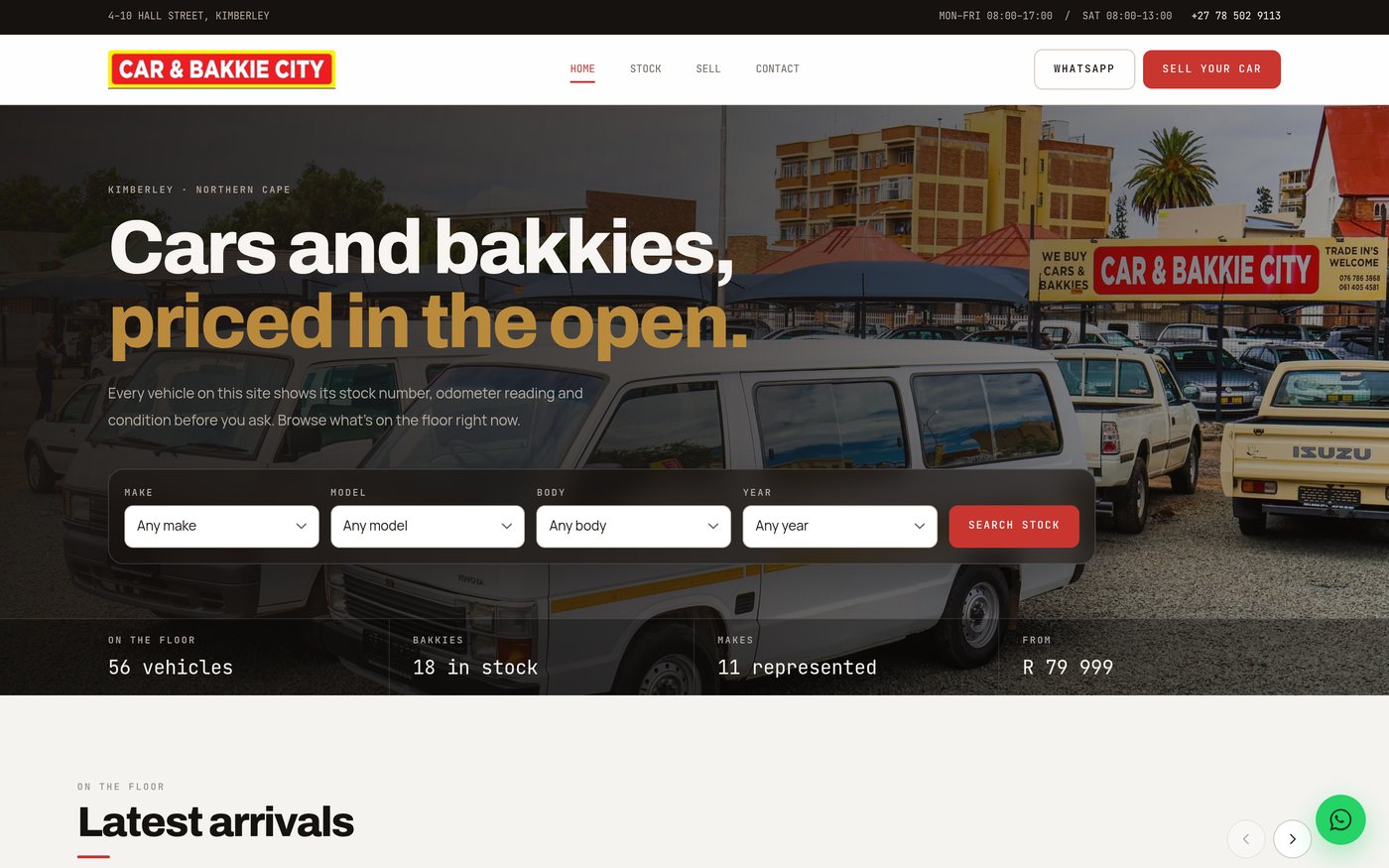 Car & Bakkie City Kimberley website homepage